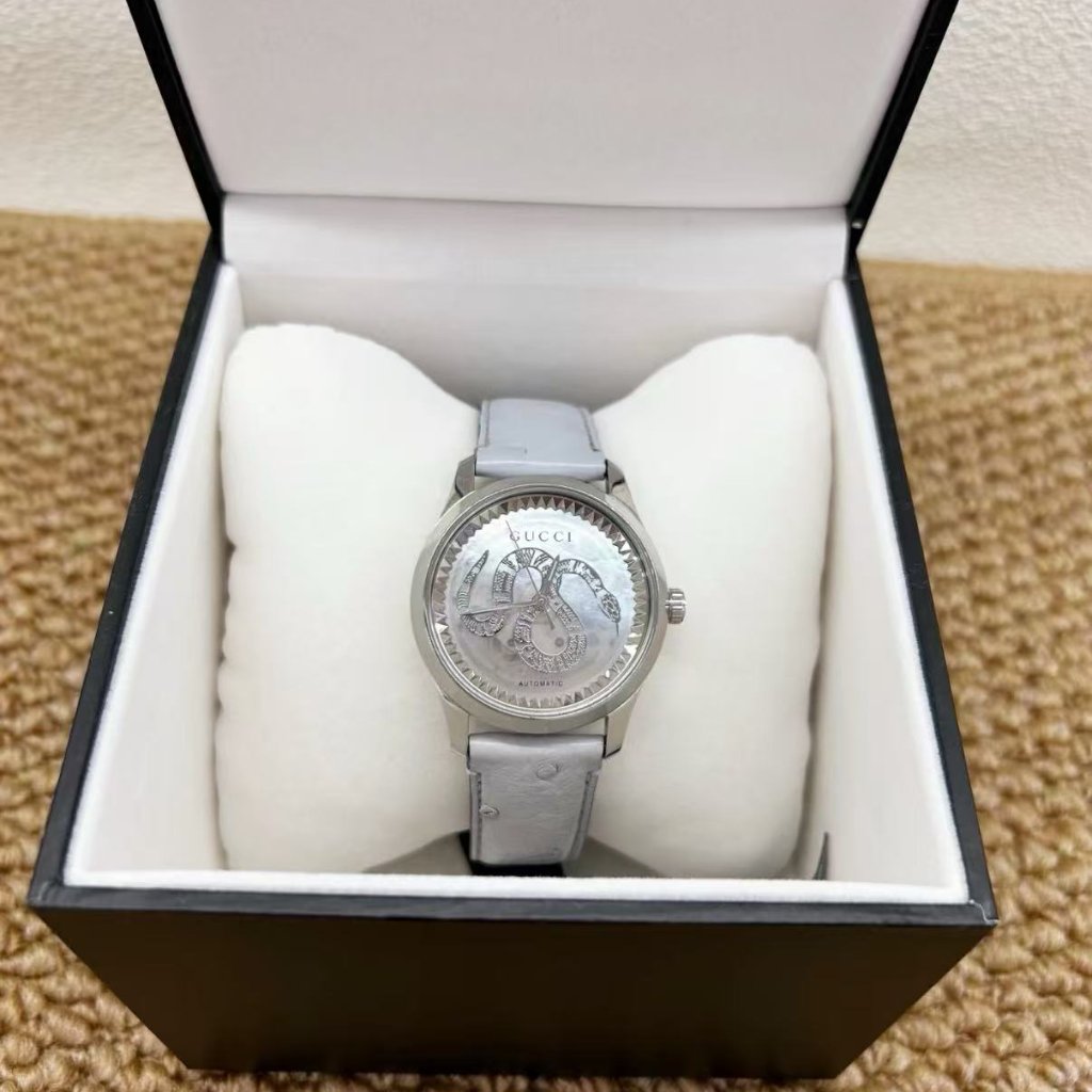 Nib Gucci GTimeless Automatic Transparent Mother Of Pearl Dial Ladies Watch